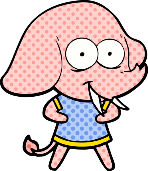 Bir insan tarafından çizilmiş mutlu bir fil.