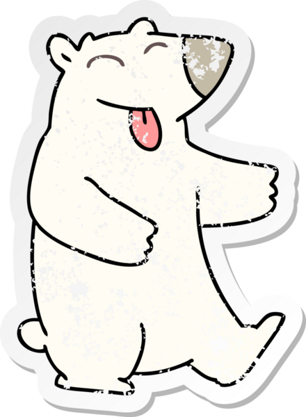 Bir insan tarafından çizilmiş garip bir el çizimi kutup ayısının sıkıntılı çıkartması.