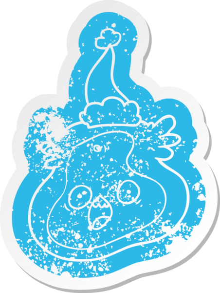 Bir insan tarafından çizilmiş noel baba şapkası takan bir mikropla ilgili garip bir çizgi film.