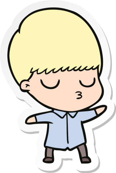 Bir insan tarafından çizilmiş sakin bir çocuğun çıkartması.