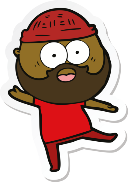 Bir insan tarafından çizilmiş sakallı bir adamın çıkartması.