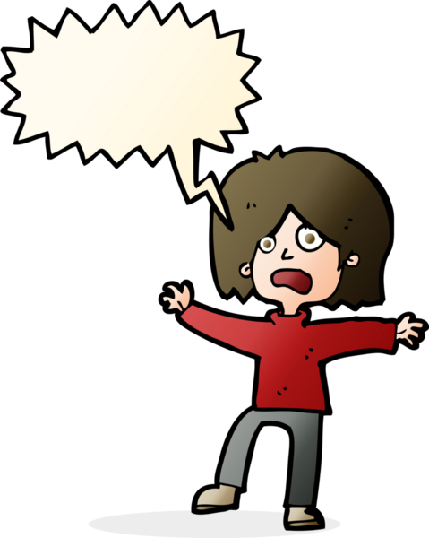 Bir insan tarafından çizilmiş konuşma baloncuğu olan korkulu çizgi film karakteri