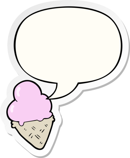 Bir insan tarafından çizilmiş konuşma balonu çıkartmalı karikatür dondurması.