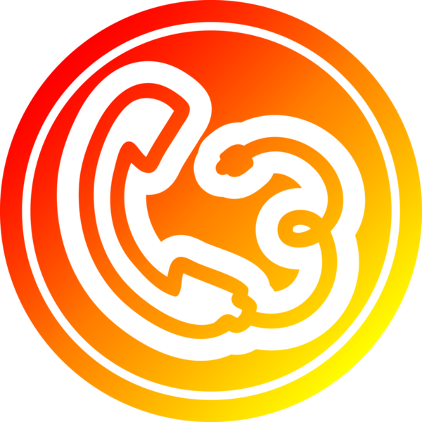 telefon ahizesi dairesel simgesi ve bir insan tarafından çizilen sıcak gradyan bitiş