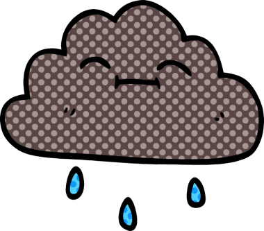 Bir insan tarafından çizilmiş mutlu yağmur bulutu karalaması