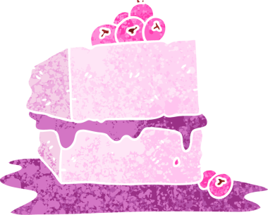 Retro illüstrasyon tarzı, bir insan tarafından çizilmiş tuhaf çizgi film pastası.