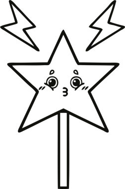 Bir insan tarafından çizilmiş sihirli bir değnek çizimi.