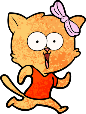 Bir insan tarafından çizilmiş çizgi film kedisi.