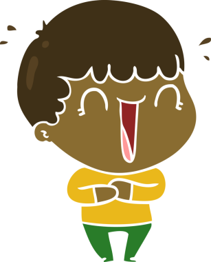 Bir insan tarafından çizilmiş düz renkli karikatür adam.