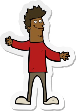 Bir insan tarafından çizilmiş mutlu bir adamın çıkartması.