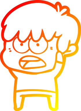 Bir insan tarafından çizilmiş endişeli bir çizgi film çocuğu çizimi.