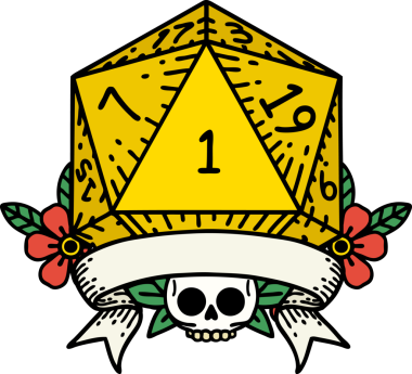 Retro Dövme Biçimi Doğal Bir d20 zar bir insan tarafından çizildi