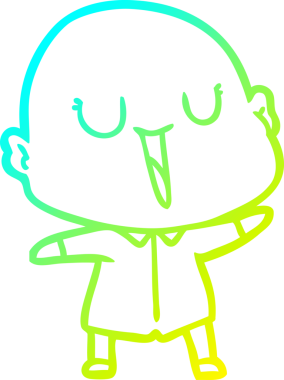 Bir insan tarafından çizilmiş, mutlu, kel bir adamın çizdiği soğuk çizgi.