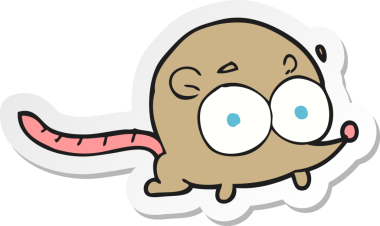 Bir insan tarafından çizilmiş çizgi film faresinin çıkartması.