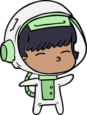 Bir insan tarafından çizilmiş meraklı astronot çizgi filmi.