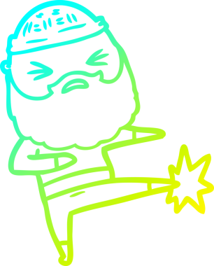 Bir insan tarafından çizilmiş sakallı bir çizgi film karakteri.