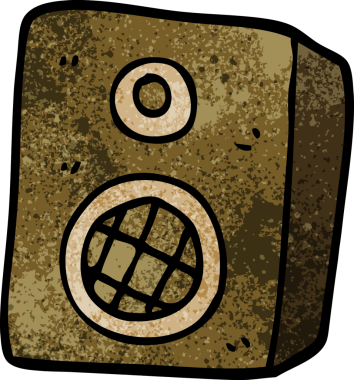 bir insan tarafından çizilmiş karikatür müzik hoparlörü.