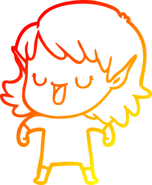 Bir insan tarafından çizilmiş çizgi film karakteri bir elf kızı çizimi