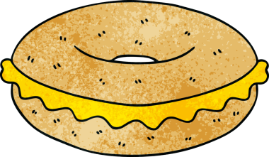 Bir insan tarafından çizilmiş tuhaf çizgi film peynirli simit.