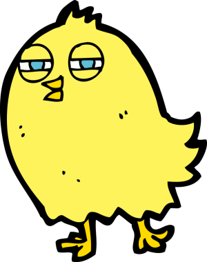 Bir insan tarafından çizilmiş komik çizgi film kuşu.