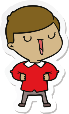 Bir insan tarafından çizilmiş mutlu bir çocuğun çıkartması.