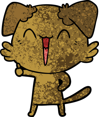 Bir insan tarafından çizilmiş küçük mutlu köpek çizgi filmi.