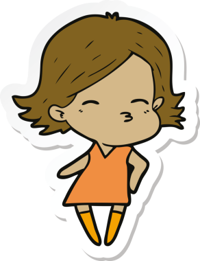 Bir insan tarafından çizilmiş bir karikatür kadının çıkartması.