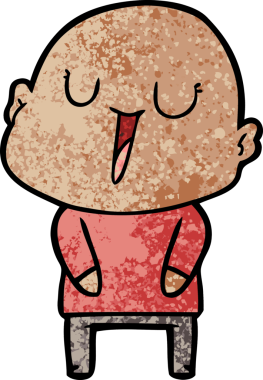 Bir insan tarafından çizilmiş mutlu, kel adam.