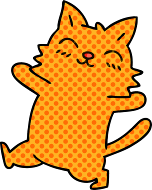 Bir insan tarafından çizilmiş çizgi roman tarzı tuhaf bir kedi.