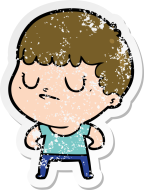 Bir insan tarafından çizilmiş huysuz bir çocuğun sıkıntılı çıkartması.