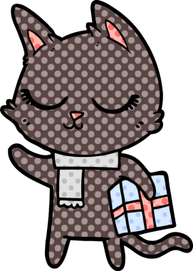 Bir insan tarafından çizilmiş sakin çizgi film kedisi.