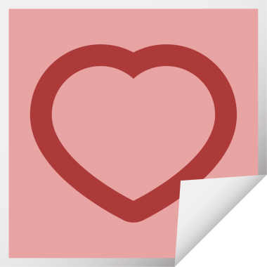 kalp sembolü grafik vektör illüstrasyon kare etiketi bir insan tarafından çizilmiş