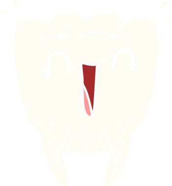 Bir insan tarafından çizilmiş düz renkli çizgi film mutlu dişi