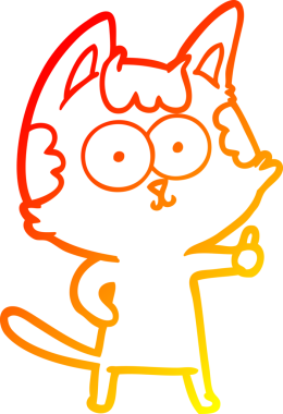 Bir insan tarafından çizilmiş mutlu çizgi film kedisinin sıcak çizgi çizgisi.