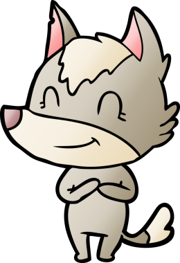 Bir insan tarafından çizilmiş dost canlısı bir kurt.