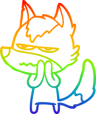 Gökkuşağı gradyan çizgi çizimi Bir insan tarafından çizilmiş rahatsız kurt