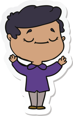 Bir insan tarafından çizilmiş barışçıl bir adamın çıkartması.