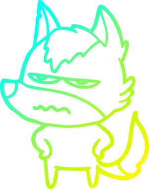 Bir insan tarafından çizilmiş, kızgın bir kurdun soğuk çizgi çizimi.