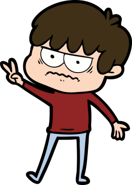 Bir insan tarafından çizilmiş sinirli çizgi film çocuğu.