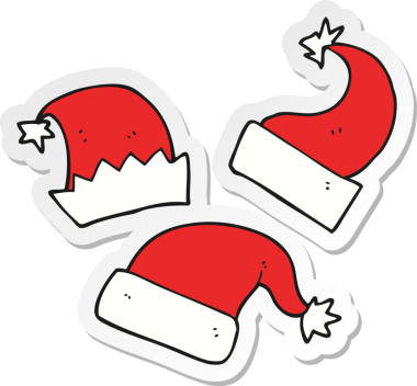 Bir insan tarafından çizilmiş bir karikatür noel şapkasının çıkartması.