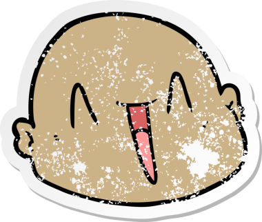 Bir insan tarafından çizilmiş kel bir adamın sıkıntılı çıkartması.