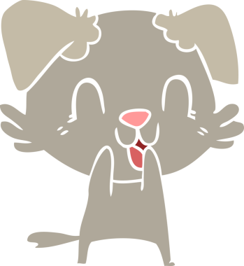 Bir insan tarafından çizilmiş düz renkli çizgi film köpeği.