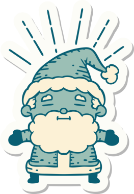 Bir insan tarafından çizilmiş dövme stili Noel Baba karakterinin çıkartması.