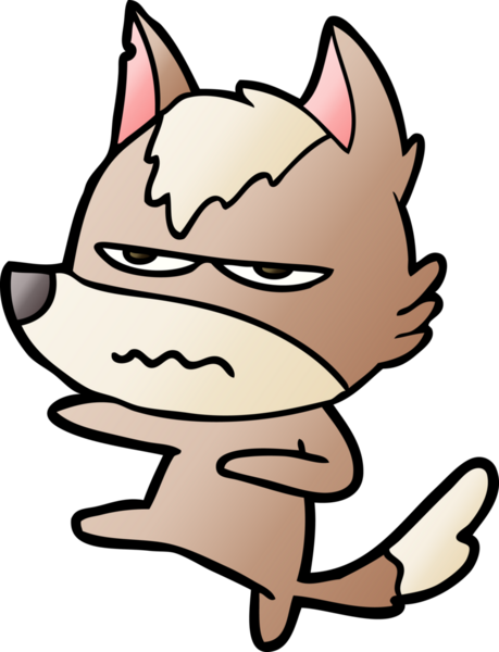 Bir insan tarafından çizilmiş rahatsız kurt çizgi filmi.