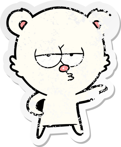 Sıkılmış bir kutup ayısı karikatürünü bir insan çizmiş.