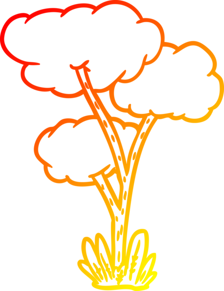 Bir insan tarafından çizilmiş bir çizgi film ağacının sıcak gradyan çizimi