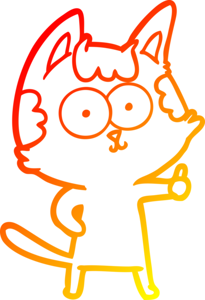 Bir insan tarafından çizilmiş mutlu çizgi film kedisinin sıcak çizgi çizgisi.