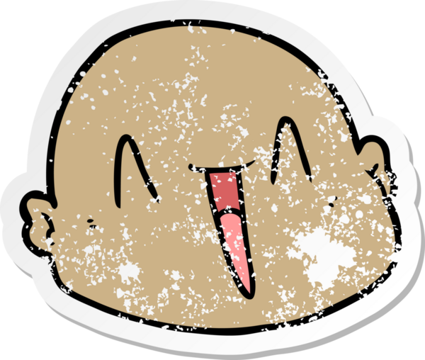 Bir insan tarafından çizilmiş kel bir adamın sıkıntılı çıkartması.