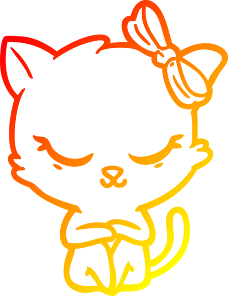 Bir insan tarafından çizilmiş sevimli bir çizgi film kedisinin sıcak çizgi çizimi
