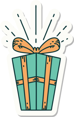 Bir insan tarafından çizilmiş dövme stili Noel hediyesi.